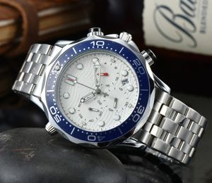 OG sześć igieł pełna funkcja chronograf Sapphire Sapphire Zatrzymanie zegarków projektant Data 42 mm logo kwarc stalowy pasek gumowy Pasek Projektant Pasek MESH Kalendarz fali Aaaaa