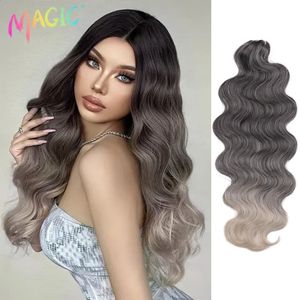 Magic Body Wave Fave Włosy 24 cali miękkie długie syntetyczne włosy bogini warkocze Włosy Naturalne faliste Ombre Blond Hair 240407