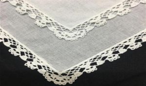 Conjunto de 12 lenços de moda lenços brancos hankies de noiva de renda de algodão mole de algodão vintage lanky para a mãe da noiva 12x12296919520