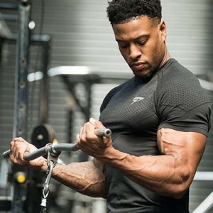 Calzamaglia sportiva Abbigliamento da uomo T-shirt Asciugatura rapida Allenamento altamente elastico Muscolare Maniche corte
