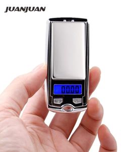 Hög noggrannhet 001G 100G Digital Display Mini Pocket Jewelry Silver Scale Car Key Design Hushåll som väger 17 Off9815786
