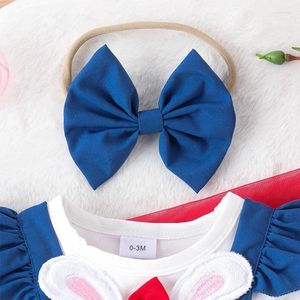 Macacão infantil bebê menina dia dos namorados roupa coração macacão vestido babados manga comprida macacão com laço conjunto de faixa de cabeça