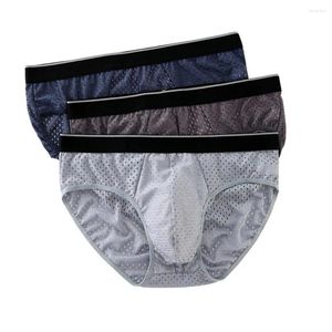 Underbyxor Herr Ice Silk Mesh Briefs konvex påse andningsbara Boxer trosor underkläder triangel underkläder