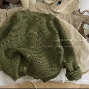 Giacche Cappotto maglione Autunno Inverno Abbigliamento per bambini coreano Cardigan lavorato a maglia Ragazzi Ragazze Versatile bottone in tinta unita Fila singola