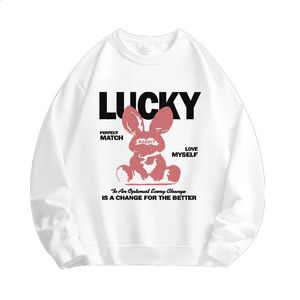 YryT 400G Women Crewneck Sweatshirts Lucky Rabbit Hoodies Pullover Pullover lässig Comfy Thermal Langarm Herbst Mode Outfit 240307