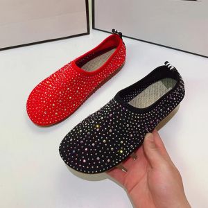 Ayakkabı Kadın Düz Ayakkabı Sıradan Loafers Bling Tuval Kadın Siyah Kırmızı Daireler Sığ Tek Ayakkabılar Gilrs Ayakkabı