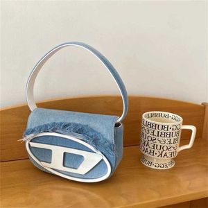 Super Fire Denim Blue Dingdang Letter Underarm Single Oblique Straddle Handbag 70% Off Store wholesale