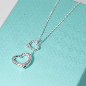 Designer tiffay and co Di Jia 925 Silver Necklace Boutique Jewelry Double Heart Shape Sterling High Edition