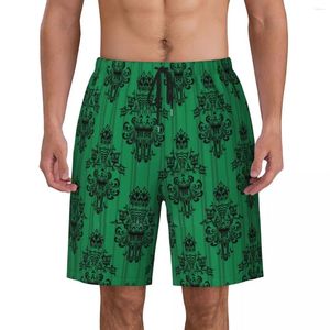 Herren-Shorts, gestreift, Walls Of Haunted Homes Board, Herrenmode, Strand-Slips, Halloween-Geist, schnell trocknende Badehose