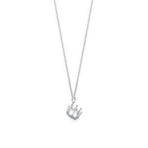 Designer tiffay and co Crown Necklace 925 Sterling Silver Plated 18K Gold hollow out crown necklace pendant clavicle chain