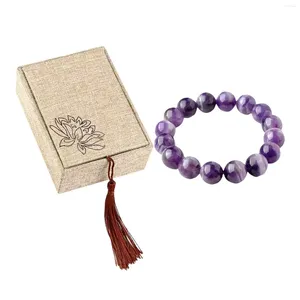 Bracciale con perline in filo di gioielli Bracciale decorativo con sfere di moda Catena di cristallo viola per uomini Regali di compleanno Coppie