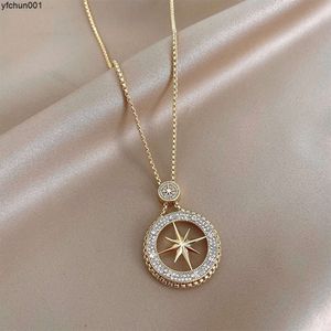 Koreansk version utsökt Sparkle Diamond Star Necklace för kvinnor Ljus lyx nischdesign tröja kedja temperament långa höst- och vintertillbehör