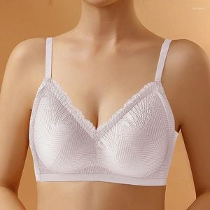 BHs Nahtloser, ultradünner BH, atmungsaktiv, Eisseide, Schönheitsrücken, Dessous, Damen, Übergröße, kabellose Unterwäsche, große Brüste, zeigen klein