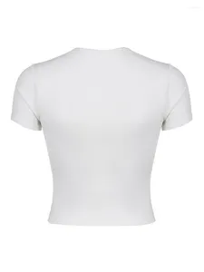 Women's T Shirts Y2k Square Neck Crop Top Women Lace Trim Slim Fit Short Sleeve Low Cut Solid Tight T-shirt Basic Tee Shirt Partywear