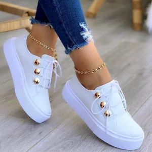 Boots Sneakers Fashion Women Lace Up Comfortable Vulcanize Shoes Woman Sneakers Solid Color Women's Sneakers Breathable Flat Footwear