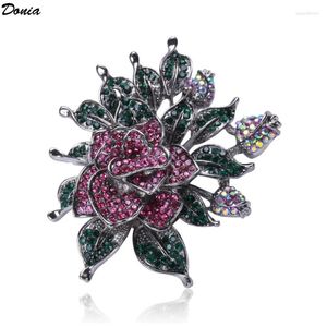 Broschen Donia Schmuck Mode Luxus Persönlichkeit Retro Strass Blume Corsage Damen Pin Schnalle Hut Mantel Zubehör