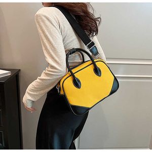 Boston Bags Handheld Tote Bag Color Blocking Fashionable Niche One Shoulder Crossbody Large Capacity Commuting