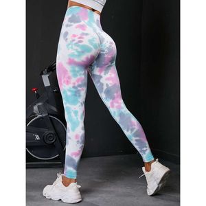 LU Panton wyrównaj LU Lemon Leggins Tieb-Dye Fiess Women-Bezproblemowe spodnie jogi o wysokiej twarzy z kontrolą brzucha i podnoszeniem pośladków brzoskwiniowych