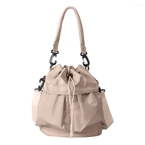 Evening Bags Women Crossbody Bag Large Capacity Nylon Shoulder Drawstring Handbag Adjustable Strap Portable Bucket
