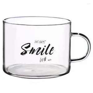 Muggar Creative Letter Glass Cup Stor med handtag Mugg Office Tea dessert havregryn frukost