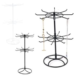 Rotating Iron 2Tier Revolving Stand Rack Jewelry Display Hanger Counter Top 240309