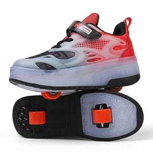 HBP Non-Brand Children Sports Two-Wheeled Led Light Walking Boys Roller Skate Shoes For Girls Kids Sneakers