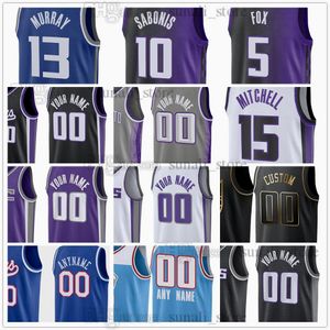 Koszykówka mężczyzn De'aaron 5 Fox Jersey Harrison 40 Barnes Domantas 10 Sabonis Kevin 9 Huerter Keegan 13 Murray Malik 0 Monk Trey 41 Lyles Davion 15 Mitchell Printed