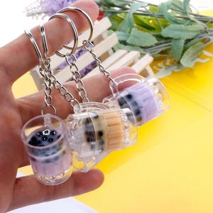 Keychains Tea Keychain Acrylic Small Boba Milk Cup Straw Key Chains Kawaii Car Keyring Bag Pendant Accessories Gift