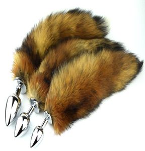 Long Fox Tail Anal Plug Metal Butt Plugs Sex Toy 75cm 85cm 95cm Plug 3 Storlek för Choice Cosplay Toys4007877