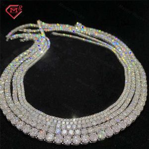 Hurtowy pełny rozmiar 2-6 mm mrożony łańcuch tenisowy Dropshipping 925 Srebrny VVS Diamentowy Naszyjnik tenisowy