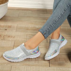 Stövlar kvinnor nya sneakers andningsbara nät balettlägenheter orm hudmönster damer glid på loafers skor bekväm höst plus storlek 42