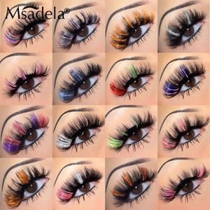 18-22MM Glitter Ombre Colored Lashes Bulk Wholesale Fluffy Colorful Mink Lashes Thick Natural Fake Eyelashes Box Package Makeup 240309