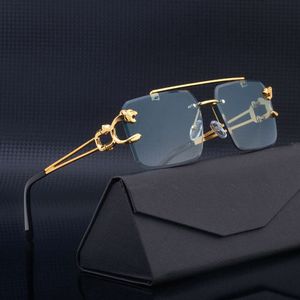 дизайнерские солнцезащитные очки KILA Frameless Trimmed New Leopard Double Beam Box Sunglasses Men's Edition