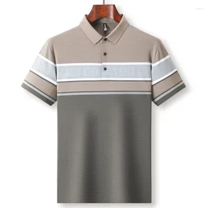 남자 폴로 여름 남자 폴로 셔츠 고품질 브랜드 면화 짧은 슬리브 비즈니스 캐주얼 스트라이프 탑