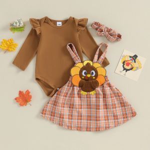 Dresses ma&baby 018M Thanksgiving Day Newborn Infant Baby Girl Clothes Sets Ruffle Romper Turkey Skirts Costumes Outfits D05