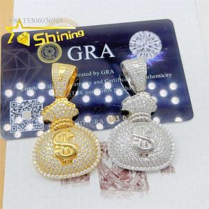 새로운 패션 아이스 아웃 힙합 스털링 사이어 펜던트 남성 VVS Moissanite Pendant