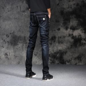 Pants 2023 Bahar Yeni! İngiltere tarzı kalem ayak kot pantolon, moda gündelik ince uzun kot pantolon, büyük boyutlu kot erkek 2736 siyah mavi