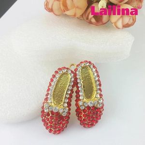 Pendant Necklaces 50pcs/lot Arrival Rhinestone Ballet Red Shoes Girl Dancer Charm For