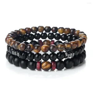 Strand vintage masculino pedra natural pulseira conjunto casal distância lava tigre olho feminino yoga pulseira jóias