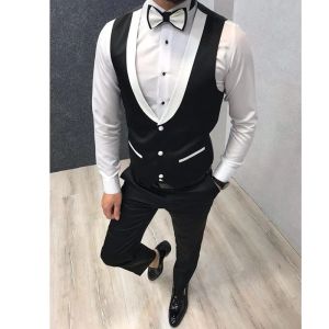 Vests Groom Vests For Wedding Black Business Suit Vest Slim Fit Mens Vest Italian Formal Party Dress Groomsmen Waistcoat