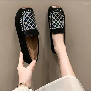 Casual Shoes Soft Sole Face Fashion Bean For Female 2024 Autumn One Step Flat Women's Single Mom's