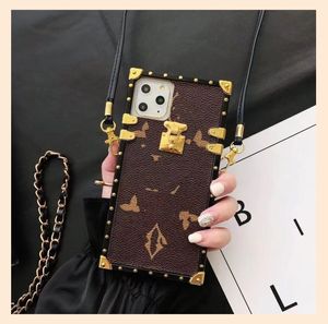 Luxury designer iPhone 15 Pro Max case 15Plus iP14 ProMax 13 12 11 Classic pattern leather back cover decorated with square case