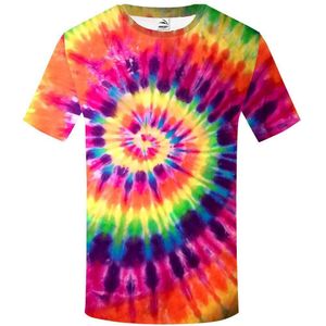 Summer New Mens and Womens Printed Short Sleeved T-shirt with Digital Multi Color Tie Dye