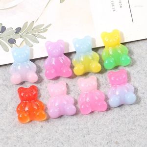 Decorative Figurines 10Pcs Cute Gradient Bear Flat Back Resin Cabochon Scrapbooking Hair Bows Center Embellishments DIY Accessories