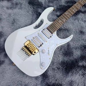 Guitarra frete grátis branca de neve guitarra elétrica videira fretboard incrustações 21 a 24 trastes guitarra recortada profunda frete grátis hardware dourado