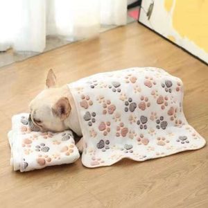 Pet All-season Universal Footprint Coral Veet Pet Mat Cat Sleeping Dog Blanket