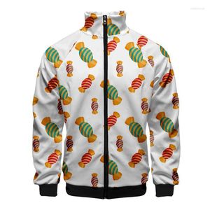 Jaquetas masculinas doces 3d impresso zíper casual hoodies moda outono primavera moletom streetwear roupas dos homens casacos de grife