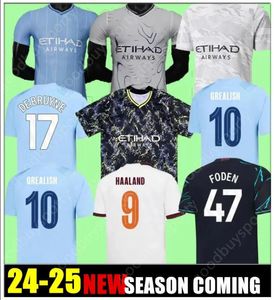 2425 HAALAND SOCCER JERSEYS Dragon DOKU RODRIGO GREALISH fans player DE BRUYNE FODEN 2024 2025 3rd football shirts kids kit