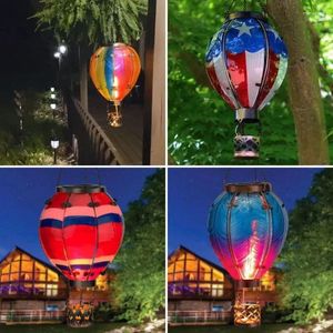 Dekorativa figurer Air Balloon Solar Lantern med simulerad flameffekt Vattentäta ljus utomhuslyktor