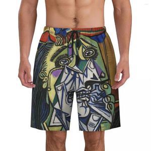 Shorts masculinos A mulher chorando Imprimir Mens Swim Trunks Quick Dry Beachwear Beach Board Pablo Picasso Pintura Boardshorts